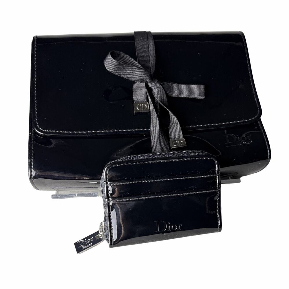 Christian Dior Beaute' Makeup Cosmetic Bag Wallet Set GWP Black